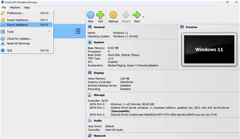 virtualbox vm export